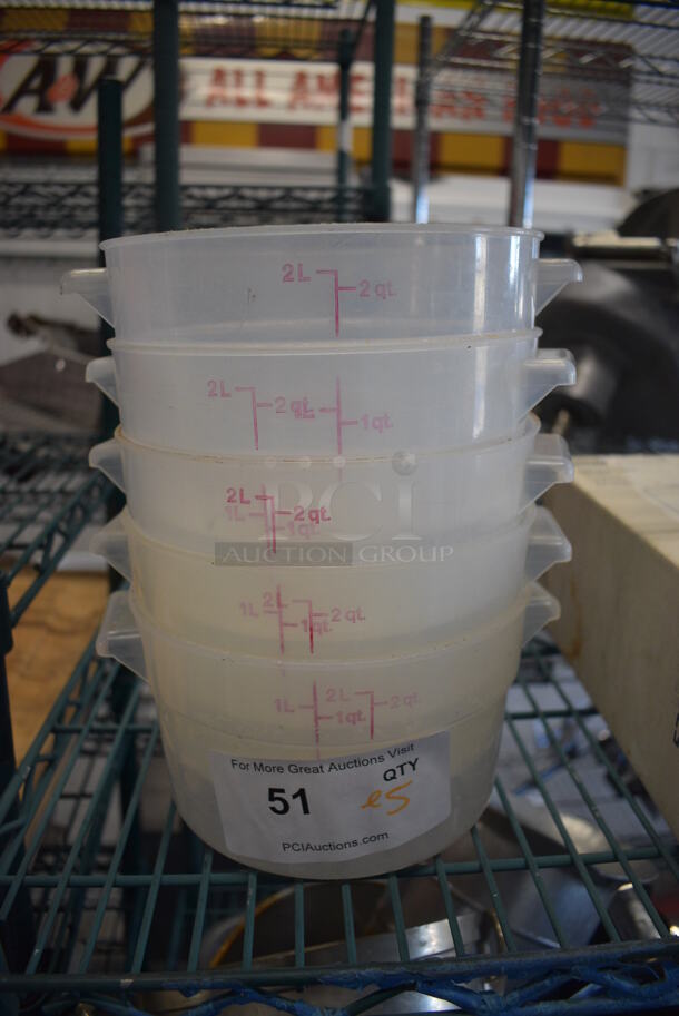 ALL ONE MONEY! Lot of 5 Poly 2 Quart Containers. 8x7x4.5 - Image 1 of 3