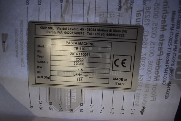 BRAND NEW! 2020 Avancini TR 110 Metal Commercial Floor Style 26 lb. Pasta Extruder Machine on Commercial Casters. 220 Volts, 1 Phase. 24x39x60. Tested and Working! - Image 5 of 12