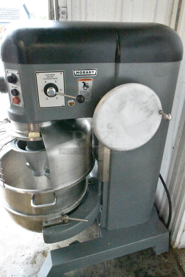 Hobart L-800 Metal Commercial Floor Style 80 Quart Planetary Dough Mixer w/ Stainless Steel Mixing Bowl, Bowl Guard and Dough Hook Attachment. 200 Volts, 3 Phase.  - Image 7 of 11