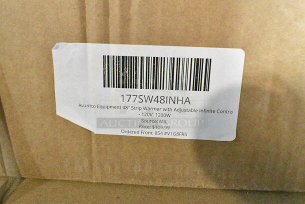 2 BRAND NEW SCRATCH AND DENT! Items; Avantco 177SW48INHA 48" Strip Warmer with Adjustable Infinite Control and Avantco 177SW48INCPA 48" Strip Warmer with Adjustable Infinite Control and Cord. 120 Volts, 1 Phase. 2 Times Your Bid!  - Image 3 of 5
