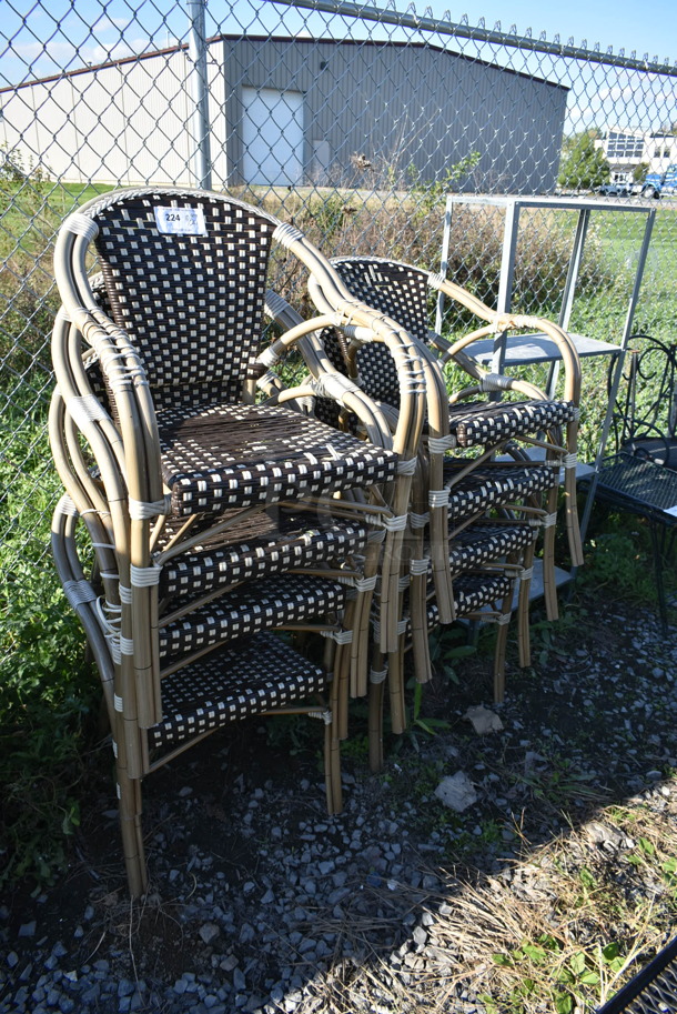 8 Wicker Style Patio Chairs w/ Arm Rests. 8 Times Your Bid!