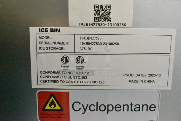 BRAND NEW SCRATCH AND DENT! Avantco 194BIN27530 Stainless Steel  30" Ice Storage Bin - 375 lb.  - Image 7 of 7