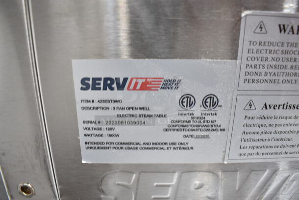 BRAND NEW SCRATCH AND DENT! 2023 ServIt 423EST3WO Stainless Steel Commercial Electric Powered 3 Bay Steam Table. 115 Volts, 1 Phase. Tested and Working! - Image 9 of 9