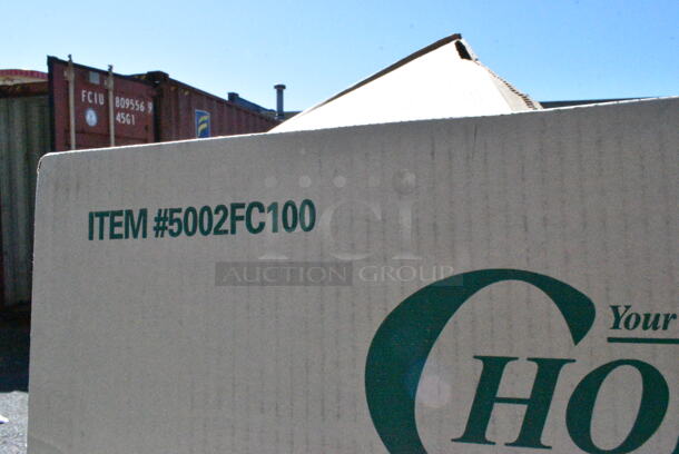 25 BRAND NEW Boxes Including 475DW30ROBK 30 Gallon Black Powder-Coated Metal Round Decorative Waste Receptacle, 130ROLLKFSSV Pre-Rolled Linen-Feel White Napkin and Silver Heavy Weight Plastic Cutlery Set, 50HT1 White Foam Hinged Lid Container, 127RDTFLBULK Choice Microwavable Translucent Customizable Recessed Fit Deli Lid - 500/Case, 795200CSTN1M Carnival King #200 2 lb. Cornerstone Paper Food Tray, 5002FC100 Choice 100 Sheet 2-Ply Facial Tissue Box - 30/Case, Dart C57PST1 ClearSeal Hinged Lid Plastic Container 6" x 5 13/16" x 3" - 500/Case, 612D3COMP Choice 8 1/2"x 6 3/8" 3-Compartment Oblong Foil Take-Out Container with Board Lid - 250/Case. 25 Times Your Bid! - Image 9 of 12
