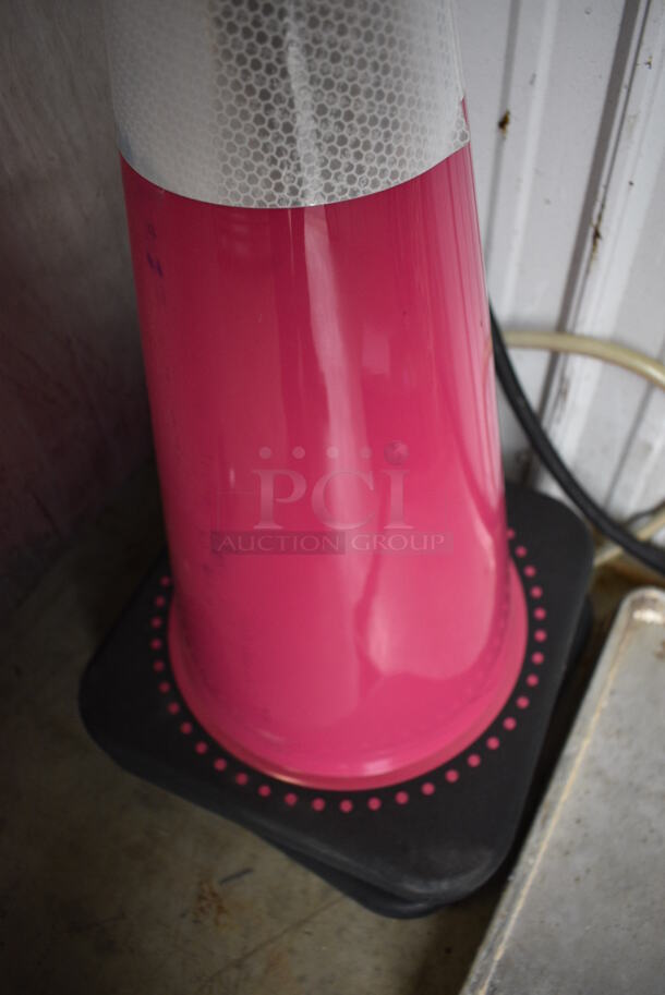 3 Pink Poly Caution Cones. 13.5x13.5x28.5. 3 Times Your Bid! - Image 4 of 4