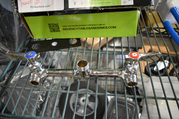 ALL ONE MONEY! Tier Lot of 3 Sink Accessories Including Regency 600FD46G Regency Deck-Mounted Faucet with 4" Centers and 6" Swivel Gooseneck Spout, Handles No Faucet and Hoses - Image 5 of 9