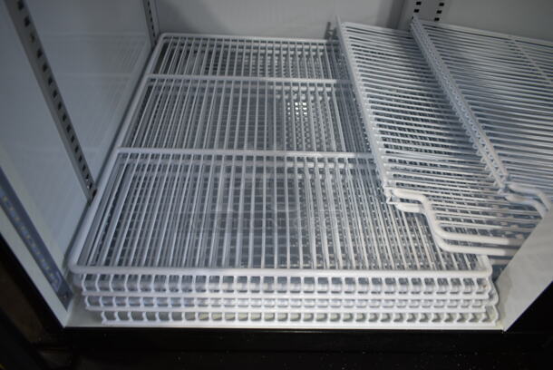 BRAND NEW SCRATCH AND DENT! 2023 KoolMore MDR-2GD-35C Metal Commercial 2 Door Reach In Cooler Merchandiser w/ Poly Coated Racks on Commercial Casters. 115 Volts, 1 Phase. Tested and Powers On But Does Not Get Cold - Image 8 of 10