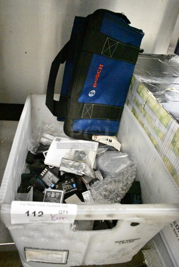 ALL ONE MONEY! Lot of Various Items Including Bosch Bag, Battery Packs.  - Image 1 of 8
