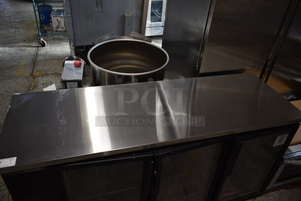 BRAND NEW SCRATCH AND DENT! 2023 True TBB-24-72G-SD Metal Commercial 3 Door Back Bar Cooler Merchandiser w/ Poly Coated Racks. 115 Volts, 1 Phase. Stock Picture Used as Gallery. Tested and Powers On But Does Not Get Cold - Image 2 of 8