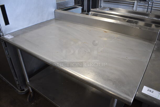 Stainless Steel Commercial Table w/ Under Shelf and Back Splash on Commercial Casters. 48x30x40 - Image 3 of 4