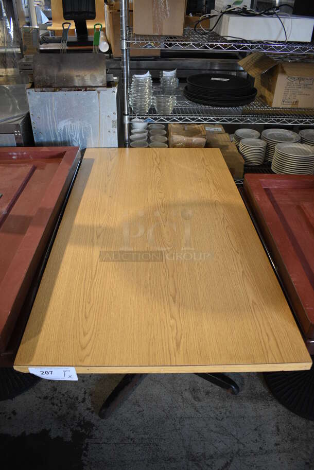 Wood Pattern Table on Black Metal Table Base. 42x30x30