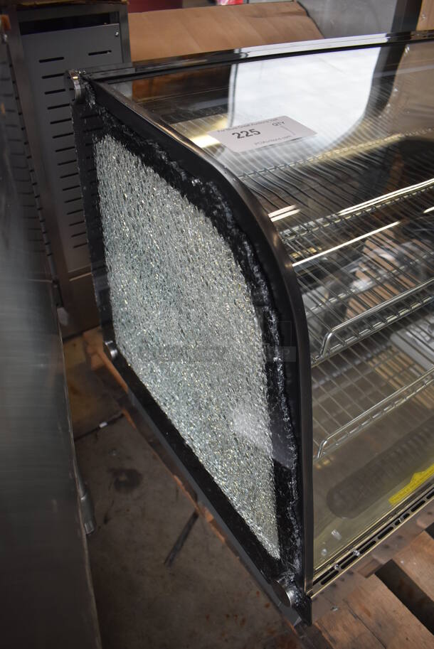 BRAND NEW SCRATCH AND DENT! Avantco 360BCDI48B Metal Commercial Countertop Black Curved Refrigerated Drop-In Countertop Bakery Display Case Merchandiser. See Picture For Damage To Left Glass Pane. 110-120 Volts, 1 Phase. 48x23x32. Tested and Working! - Image 7 of 7