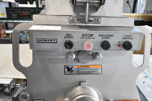 2021 Hobart MG2032 Metal Commercial Floor Style Electric Powered Meat Mixer Grinder w/ Foot Pedal on Commercial Casters. 208 Volts, 3 Phase.  - Image 4 of 8