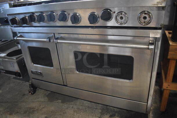 Viking Stainless Steel Commercial Floor Style Gas Powered 6 Burner Range w/ Flat Top Griddle, Convection Oven and Oven. 48x28x46 - Image 4 of 7