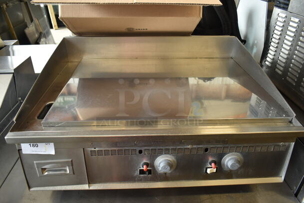 Keating 36X30LD Stainless Steel Commercial Countertop Natural Gas Powered Chrome Top Flat Top Griddle. 60,000 BTU.  - Image 1 of 3