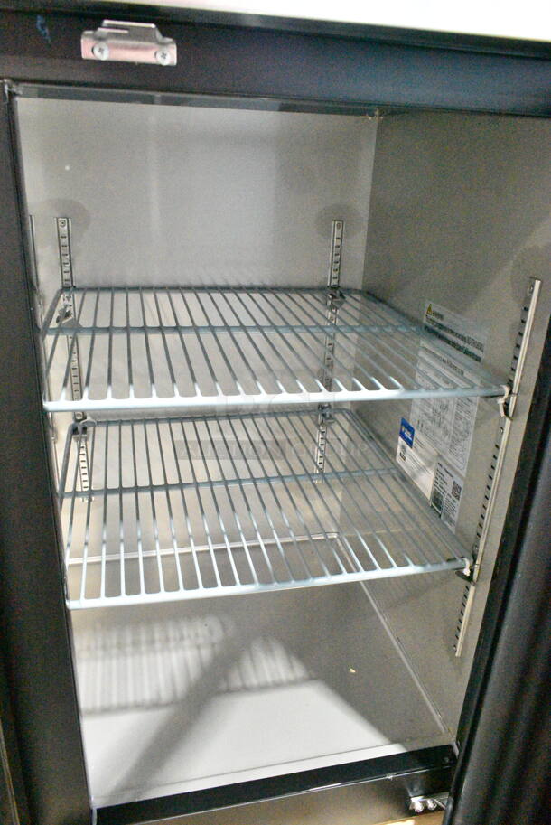 BRAND NEW SCRATCH AND DENT! 2024 Avantco 178UBB72GHC 73" Black Counter Height Narrow Glass Door Back Bar Refrigerator with LED Lighting. 115 Volts, 1 Phase. Tested and Working! - Image 5 of 10