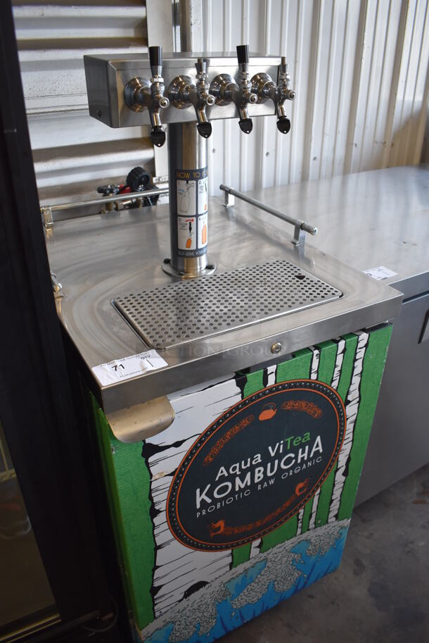 UBC KegMaster 2 Stainless Steel Commercial Direct Draw Kegerator w/ Beer Tower and 4 Sixth Barrel Kegs on Commercial Casters. 115 Volts, 1 Phase. 24x30x55. Tested and Working! - Image 2 of 7