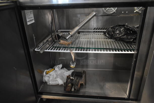 2016 Turbo Air MSF8303 Stainless Steel Commercial Sandwich Salad Prep Table Bain Marie w/ Sneeze Guard on Commercial Casters. 115 Volts, 1 Phase. Tested and Working! - Image 6 of 8