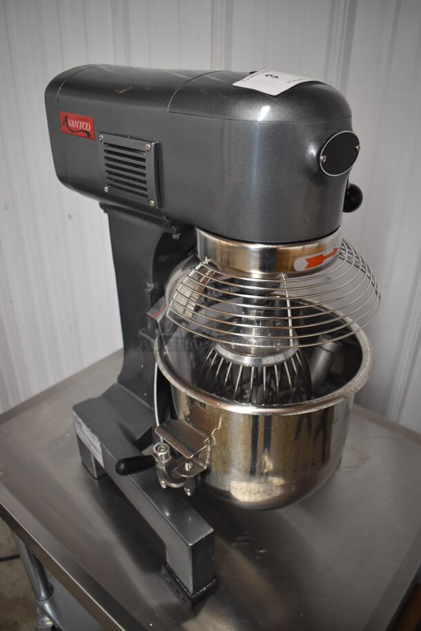 Avantco MX10 Metal Commercial Countertop 10 Quart Planetary Dough Mixer w/ Stainless Steel Mixing Bowl, Bowl Guard, Dough Hook, Paddle and Whisk Attachments. 120 Volts, 1 Phase. 15x20x25. Tested and Working! - Image 4 of 9