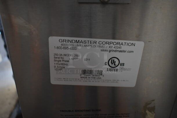 Grindmaster 250 Stainless Steel Commercial Countertop Coffee Bean Grinder. 120 Volts, 1 Phase. Tested and Working! - Image 8 of 8