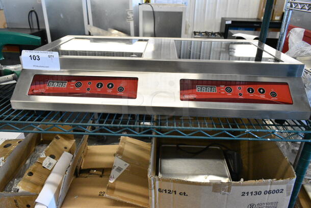 BRAND NEW SCRATCH AND DENT! 2023 Avantco 177IC35DB Stainless Steel Commercial Countertop Electric Powered 2 Burner Induction Range. 208-240 Volts, 1 Phase.  - Image 2 of 6