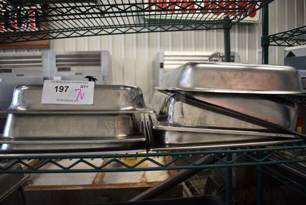 7 Metal Chafing Dish Dome Covers. 13x21x4. 7 Times Your Bid!
