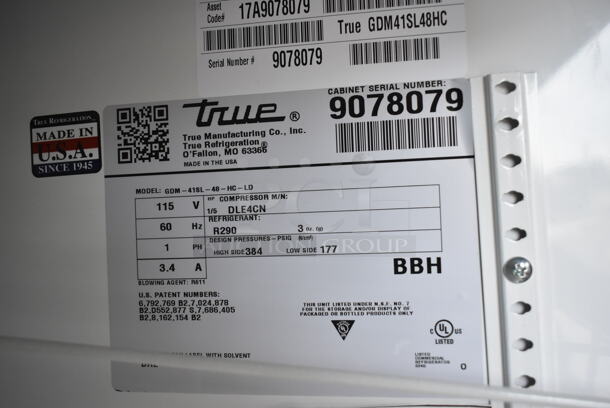2017 True GDM-41SL-48-HC-LD Metal Commercial 2 Door Reach In Cooler Merchandiser w/ Poly Coated Racks. 115 Volts, 1 Phase. Tested and Working! - Image 3 of 3