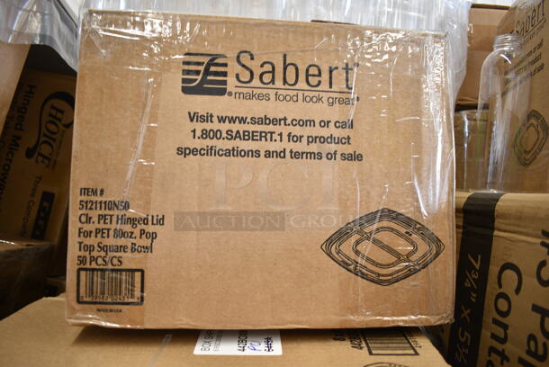 PALLET LOT of 37 BRAND NEW Boxes Including Dart 205HT1 White Foam Take Out Container with Perforated Hinged Lid 9" x 6" x 3" - 200/Case, 7072318PP Sabert Mozaik 17 1/2" x 6 1/2" White Plastic Platter / Catering Tray - 25/Case, 4 Box 394345XL Noble NexGen Powder-Free Disposable Black Hybrid 3 Mil Thick Gloves - Extra Large - 1000/Case, 129MCR24B Choice 24 oz. Black Round Microwavable Heavy Weight Container with Lid 7 1/4" - 150/Case, 129MCS28B Choice 28 oz. Black Rectangular Microwavable Heavy Weight Container with Lid 8 3/4" x 6 1/4" x 1 3/4" - 150/Case, 130WFORKWP Choice Individually Wrapped Medium Weight White Plastic Fork - 1000/Case, 433NHT10 Choice 1/6 Standard Size White "Thank You" Medium-Duty Plastic T-Shirt Bag - 1000/Case, 795PTOKFT3 Choice Kraft Microwavable Folded Paper #3 Take-Out Container 7 3/4" x 5 1/2" x 2 1/2" - 200/Case, 795PTOKFT2 Choice Kraft Microwavable Folded Paper #2 Take-Out Container 7 3/4" x 5 1/2" x 1 7/8" - 200/Case, 433W1657SACK Choice 1/6 57# White Heavy-Duty Paper Barrel Sack - 500/Case, 500CC12 Choice Clear PET Customizable Plastic Cold Cup - 12 oz. - 1000/Case, 50016W Choice 16 oz. White Poly Paper Hot Cup - 1000/Case, 70780HL Sabert Catering Pop-Top 10 3/4" Square Clear PET Hinged Lid for 80 oz. Square Bowls - 50/Case, 442BOX8CUBE Lavex 8" x 8" x 8" Kraft Corrugated RSC Shipping Box - 25/Bundle, 3 Box 128HD12COMBO ChoiceHD 12 oz. Microwavable Translucent Plastic Deli Container and Lid Combo Pack - 240/Case, 4619993HS Metro 9993HS Equivalent 3 1/2" Stainless Steel Foot Plate. 37 Times Your Bid! - Image 10 of 12