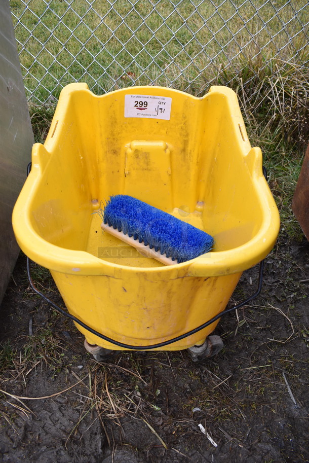 Yellow Poly Mop Bucket on Commercial Casters. 15x20x16
