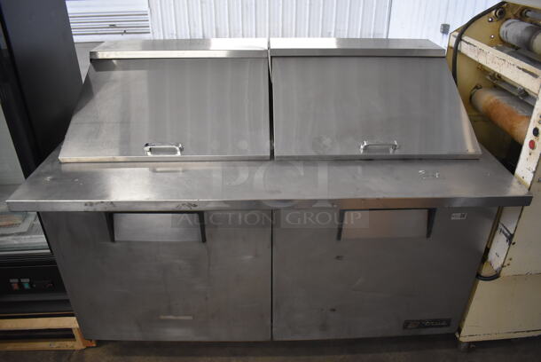 2011 True TSSU-60-24M-B-ST Stainless Steel Commercial Sandwich Salad Prep Table Bain Marie Mega Top on Commercial Casters. 115 Volts, 1 Phase. 61x34x48. Tested and Working!