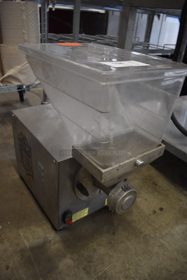 2010 Olde Tyme Model PN2 Stainless Steel Commercial Countertop Single Hopper Peanut Butter Mill Nut Grinder. 115 Volts, 1 Phase. 11x21x21. Tested and Working!