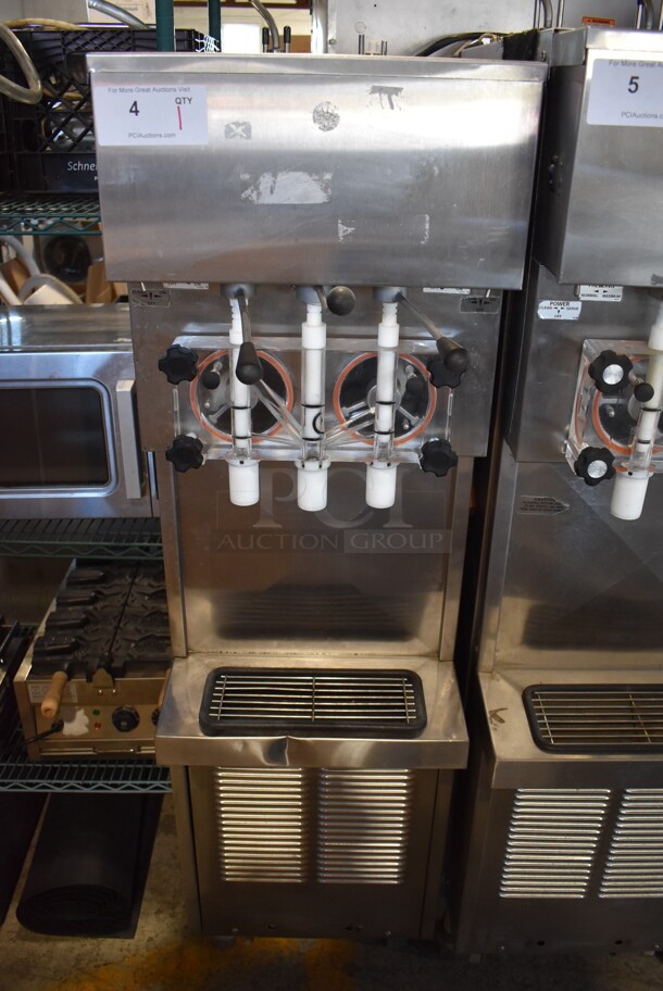 Stoelting 237R-109G Stainless Steel Commercial Floor Style Air Cooled 2 Flavor w/ Twist Soft Serve Ice Cream Machine on Commercial Casters. Goes GREAT w/ Lot 118! 208/230 Volts, 3 Phase. 16x43x66