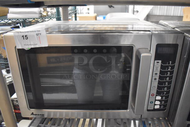 2019 Amana RCS10TS Stainless Steel Commercial Countertop Microwave Oven. 120 Volts, 1 Phase. 22x18x14