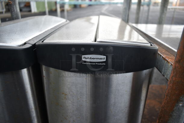 2 Rubbermaid Chrome Finish Metal Trash Cans w/ Foot Pedal. 2 Times Your Bid! - Image 4 of 4