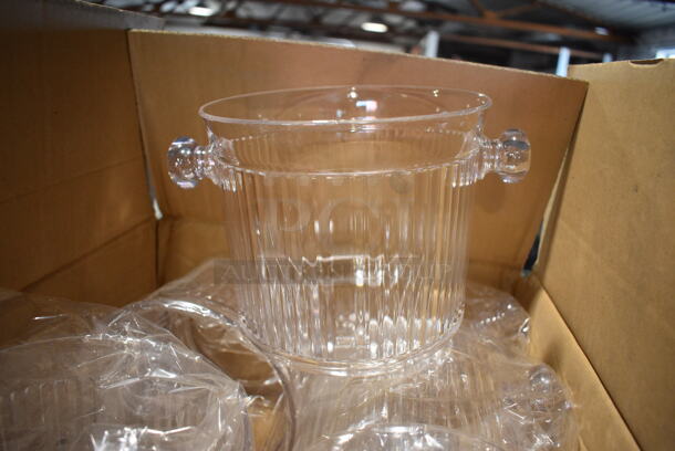 ALL ONE MONEY! Lot of 6 BRAND NEW IN BOX! Clear Poly Ice Buckets. 9x7x6