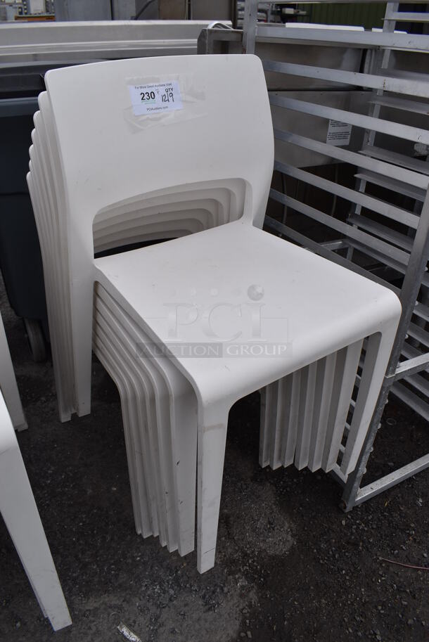 7 Arper White Poly Dining Chairs. 17.5x18x31. 7 Times Your Bid! - Image 2 of 4