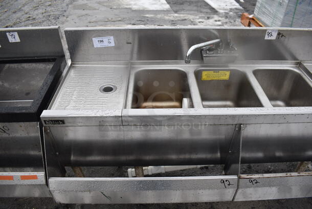 Perlick Stainless Steel 3 Bay Sink w/ Dual Drain Boards, Faucet, Handles and 2 Speedwells. 60x25x36 - Image 2 of 5