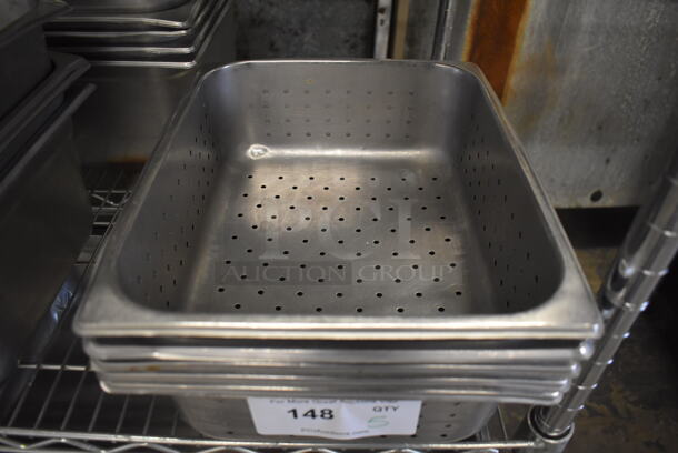 5 Perforated Stainless Steel Half Size Drop In Bins. 1/2x4. 5 Times Your Bid! - Image 4 of 4
