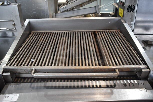 MagiKitch'n FM-636-H Stainless Steel Commercial Natural Gas Powered Charbroiler Grill w/ Under Shelf on Commercial Casters.  - Image 2 of 8