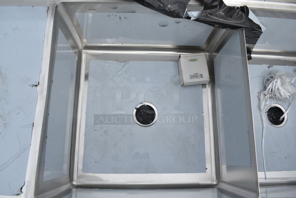 BRAND NEW SCRATCH AND DENT! Regency 600S3242424C Stainless Steel Commercial 3 Bay L Shaped Sink w/ Dual Drain Board. No Legs. Bays 24x24. Drain Boards 22x26 - Image 7 of 9