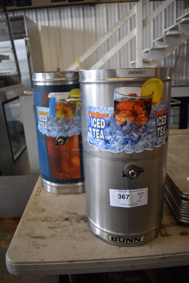 2 Bunn Stainless Steel Iced Tea Holder Dispensers. 13x14x19. 2 Times Your Bid!