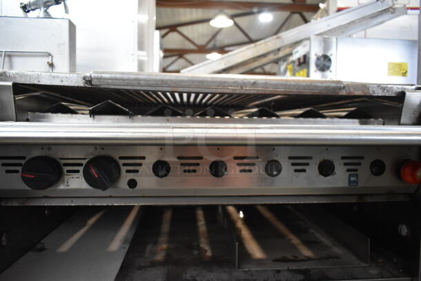 MagiKitch'n FM-636-H Stainless Steel Commercial Natural Gas Powered Charbroiler Grill w/ Under Shelf on Commercial Casters.  - Image 3 of 8