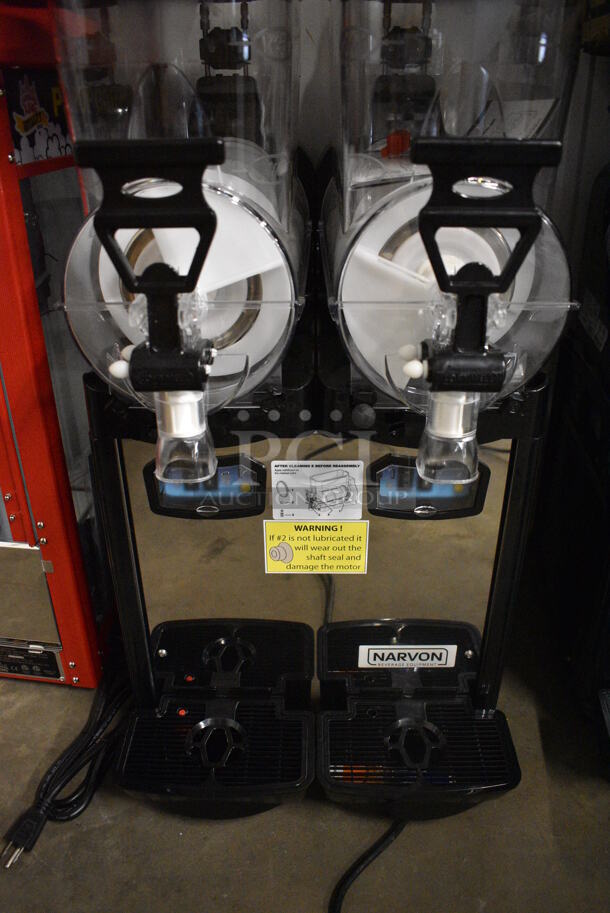 BRAND NEW IN BOX! Narvon Model OASIS 2-10 Metal Commercial Countertop 2 Hopper Slushie Machine. Each Hopper Has 2.6 Gallon Capacity. 120 Volts, 1 Phase. 17x22x34. Tested and Working! - Image 4 of 10