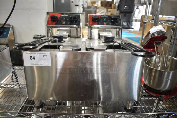 2024 Crosson CF-20 Stainless Steel Commercial Countertop Electric Powered 2 Bay Fryer w/ 2 Metal Fry Baskets. 120 Volts, 1 Phase. - Image 1 of 10