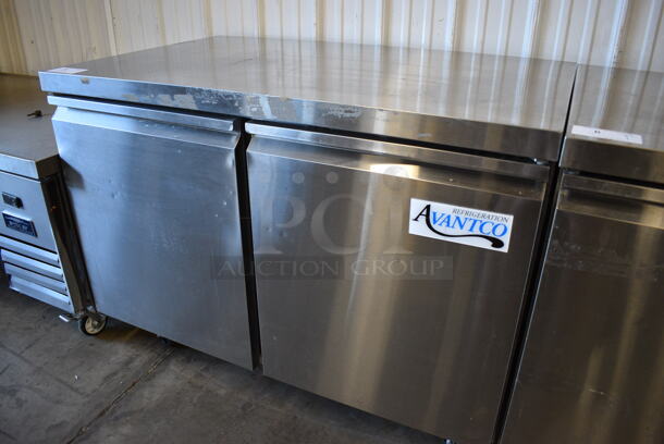 Avantco 178SSUC48RHC Stainless Steel Commercial 2 Door Undercounter Cooler on Commercial Casters. 115 Volts, 1 Phase. Unit Was Only Used a Few Times as a Demonstration at a Trade Show. 47.5x29.5x35.5. Tested and Working! - Image 3 of 7