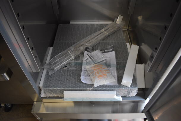 BRAND NEW! Avantco Model 178CFD1FF Stainless Steel Commercial Single Door Reach In Freezer w/ Poly Coated Racks. 115 Volts, 1 Phase. 29x32.5x77.5. Tested and Working! - Image 6 of 7