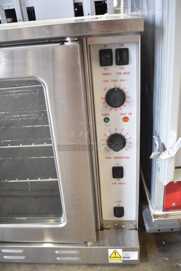 BRAND NEW SCRATCH AND DENT! Cooking Performance Group CPG 351FEC100E Stainless Steel Commercial Electric Powered Full Size Convection Oven w/ View Through Doors, Metal Oven Racks and Thermostatic Controls. 220-240 Volts, 3 Phase.  - Image 3 of 6