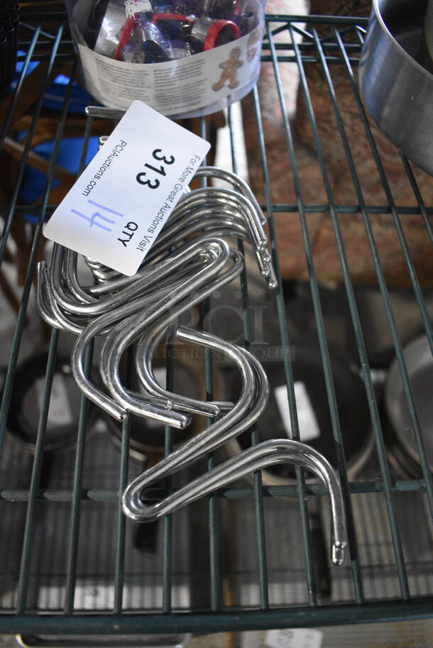 14 Metal Pot Rack Hooks. 5.5x3.5. 14 Times Your Bid!