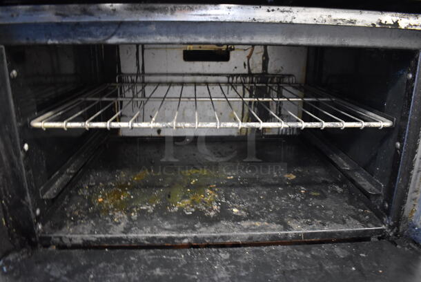 American Range Stainless Steel Commercial Natural Gas Powered 4 Burner Range w/ Flat Top, Oven, Convection Oven, Over Shelf and Back Splash on Commercial Casters. 72x33x57 - Image 9 of 11