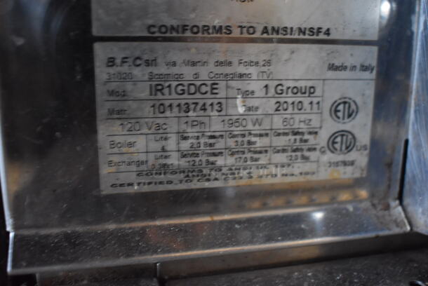 2010 Royal Falcon Lira IR1GDCE Stainless Steel Commercial Countertop Single Group Espresso Machine. 120 Volts, 1 Phase. - Image 4 of 6